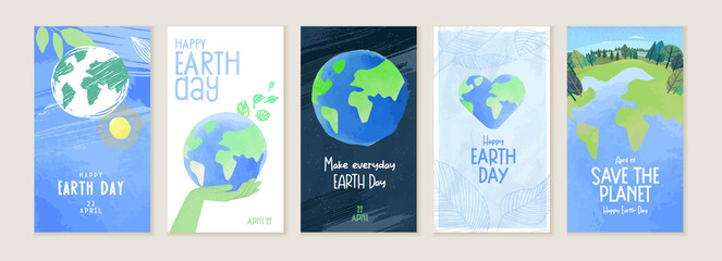 Wall Mural - Earth day illustration set. Vector concepts for graphic and web design, business presentation, marketing and print material.