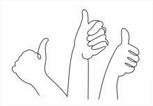 Positive Approval Icon, Good Feedback, Like Recommend, Thumb Up With Check, Thin Line Web Symbol On White Background
