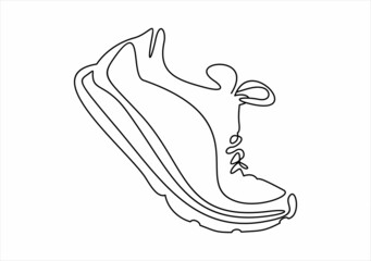 Wall Mural - Vector illustration of sneakers. Sports shoes in a line style. line