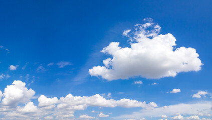 Wall Mural - Panorama Blue sky and white clouds. Vivid sky on white cloud.