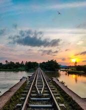 Railway At Sunset