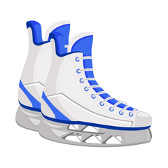 Poster - Ice skates semi flat color vector object. Hockey equipment. Sports gear. Fitness tool. Full sized item on white. Simple cartoon style illustration for web graphic design and animation