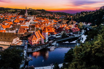 Wall Mural - Beautiful Cesky Krumlov in the Czech Republic,  ,castle in the evening, Czech
