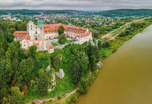 Top View To Catholic Monastery Embedded In Green Nature Close To Krakow Poland