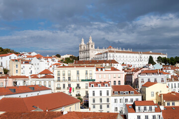 Wall Mural - Monastery of Saint Vincent de Fora and panoramic view of Lisbon city center, Lisbon, Portugal