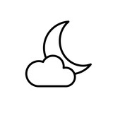 Fototapeta  - Księżyc schowany za  chmurą , księżyc zachmurzony ikona wektowa