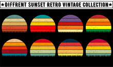 Retro Vintage Sunset Background Clipart Vector Illustration, Sunset Grass Vintage Striped Clipart, 
