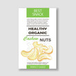 Healthy cashew nut vertical label. Vector packaging design.