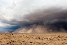 Haboob Dust Storm With Ominous Clouds In The Desert