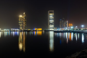 Wall Mural - Towers at night in Abu Dhabi