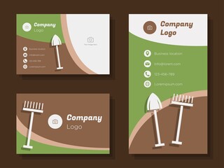 Wall Mural - Gardening service digital business card template, lawn care job corporate marketing advertisement, backyard gardener online invitation card, abstract flyer, creative banner design, isolated