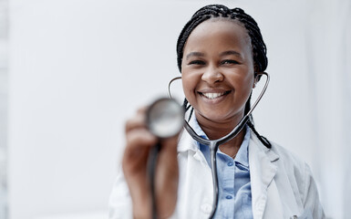 Aufkleber - Making a real difference in the lives of others. Portrait of a young doctor holding a stethoscope.