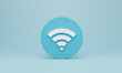 © 3D Icon - 3d rendering, 3d illustration. Icon Wi-Fi, wireless internet network symbol on blue background. Minimal concept.