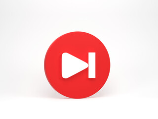 Poster - 3d rendering, 3d illustration. skip or next icon on white background. music play or pause button.