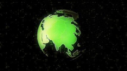 Aufkleber - Holography of earth in computer space. Motion. Model of rotating planet Earth in virtual world. Holography of planet with continents