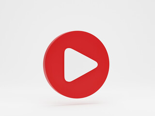 Poster - 3d render 3d illustration. red play button isolated on white background. video media player