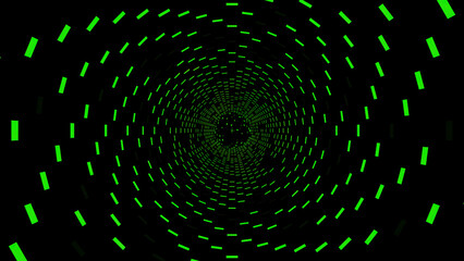 Aufkleber - Tunnel with portal in virtual space. Design. Hypnotic 3d tunnel with flashing dashes. Dive into slow portal of computer space
