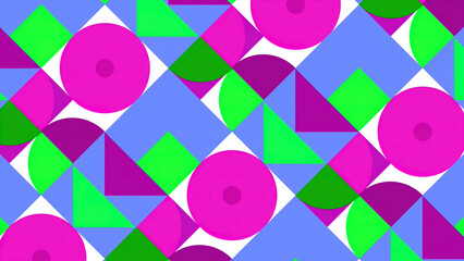 Poster - Animated collage of geometric shapes. Motion. Colorful geometric shapes move in animated application. Geometric retro poster