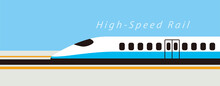 High Speed Bullet Train Coming Out, Modern Flat Design, Vector Illustration