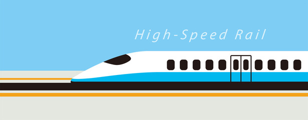 Wall Mural - High speed bullet train coming out, modern flat design, vector illustration