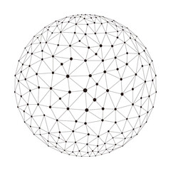 Polygon mesh sphere, thin line, vector illustration