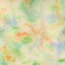 Abstract Watercolor Background Green Yellow Peach Blue, Great Spring Colors With Warm Green Shades.