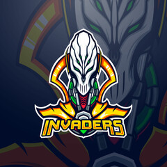 Wall Mural - Alien invaders gaming vector mascot avatar