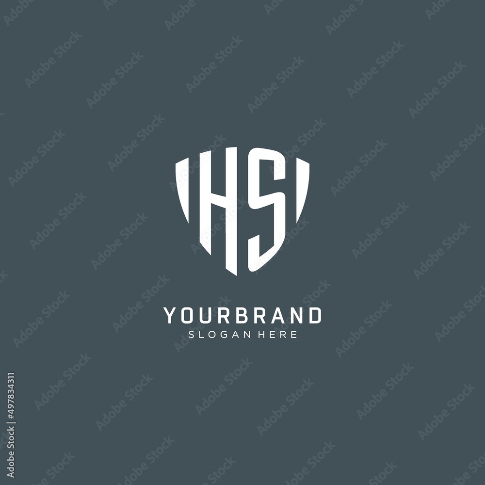 Initials HS logo shield guard shape, creative logo design concept Stock ...
