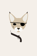 Devon Rex Cat, The One-eyed Cat With A Gun, Fashion Portrait Of Cat