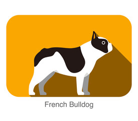 Sticker - French Bulldog breed flat icon design, vector illustration