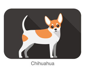 Sticker - Breed chihuahua dog standing on the ground, side, face forward, dog cartoon image