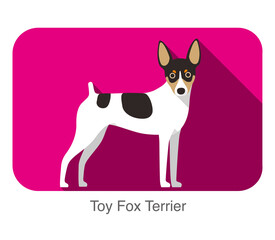 Sticker - Breed toy fox terrier dog standing on the ground, face forward, dog cartoon image