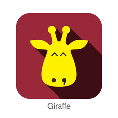 Wall Mural - Giraffe face flat icon design. Animal icons series.