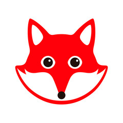 Wall Mural - Cute Red Fox, cartoon flat icon design, like a logo