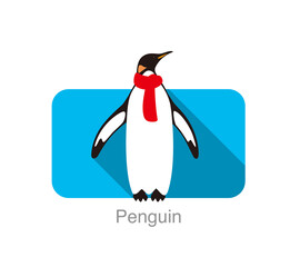 Sticker - Emperor Penguin standing on the ground, swearing a scarf, Penguin seed series, vector