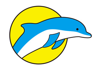 Sticker - Dolphin jumping outside the sea flat icon design, vector illustration