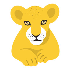 Sticker - Little big cat, lion cub, vector illustration