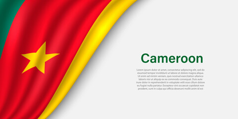 Wall Mural - Wave flag of Cameroon on white background.