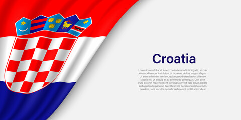 Wave flag of Croatia on white background.