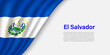 Wave flag of El Salvador on white background.