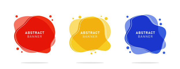 Set of colorful modern flat abstract liquid blob banner