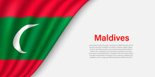 Wave Flag Of Maldives On White Background.