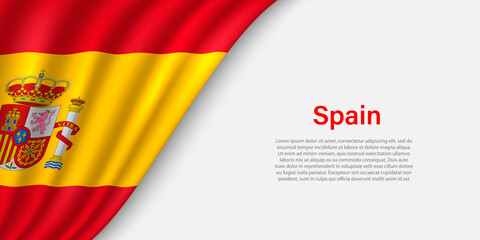 Wall Mural - Wave flag of Spain on white background.