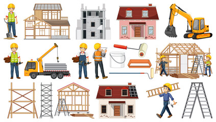 Wall Mural - set of construction site objects