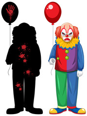 Wall Mural - Set of scary clown on white background