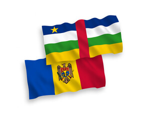 Flags of Central African Republic and Moldova on a white background