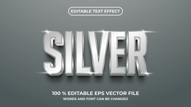 Editable text effect shiny silver style