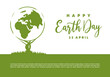 Earth day background banner poster with globe on green white color.