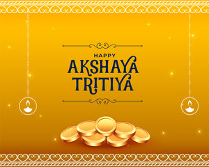 Wall Mural - akshaya tritiya golden card with golden coins