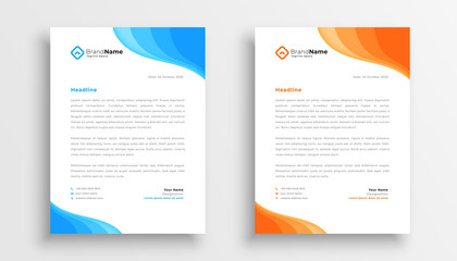 Poster - company letterhead modern design in blue and orange color